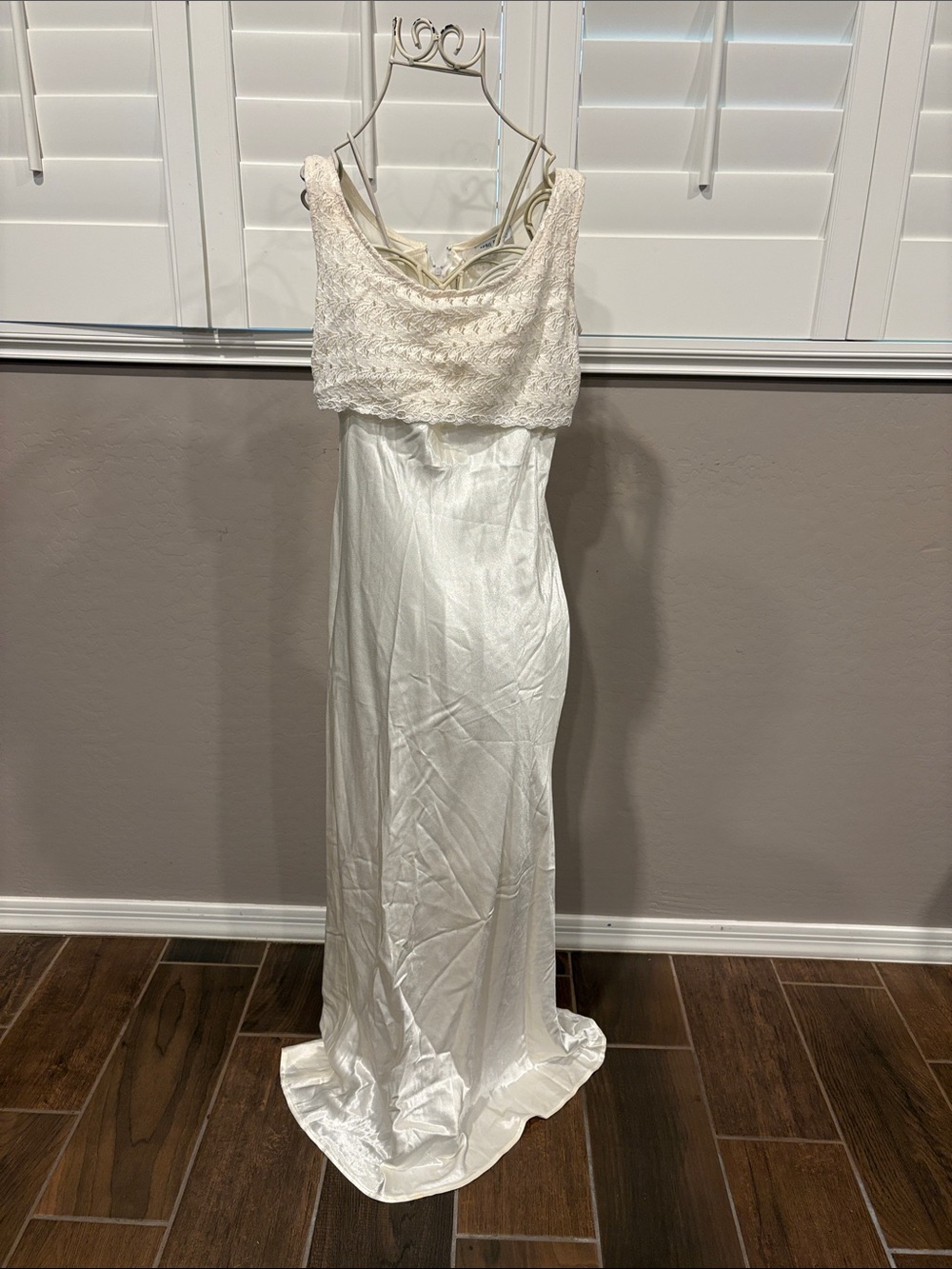 ecru White Lace Bodice Maxi Dress